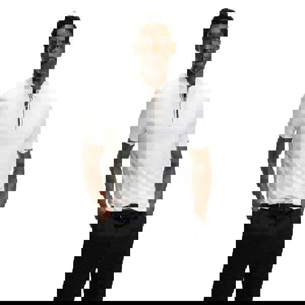 Boss Mens H-Paras 65 Cotton Zipped Polo Shirt - White - 