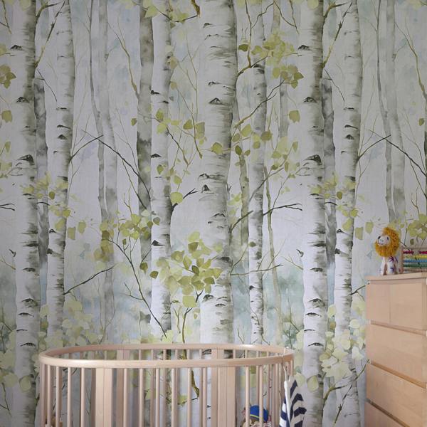 Grandeco Betula Silver Birch Trees Spring Forest 3 panel repeatable Mural 1.59 x 2.8m