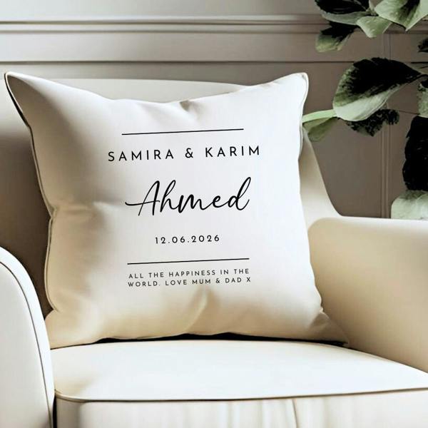 Personalised Neutral Wedding Cushion