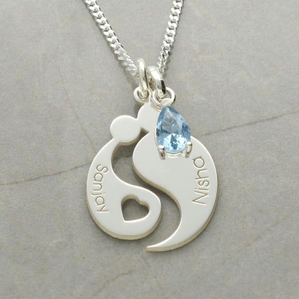 Personalised Mother And Child Necklace in Sterling Silver - Love Silver Jewellery