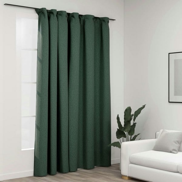 Berkfield Linen-Look Blackout Curtain with Hooks Green 290x245 cm