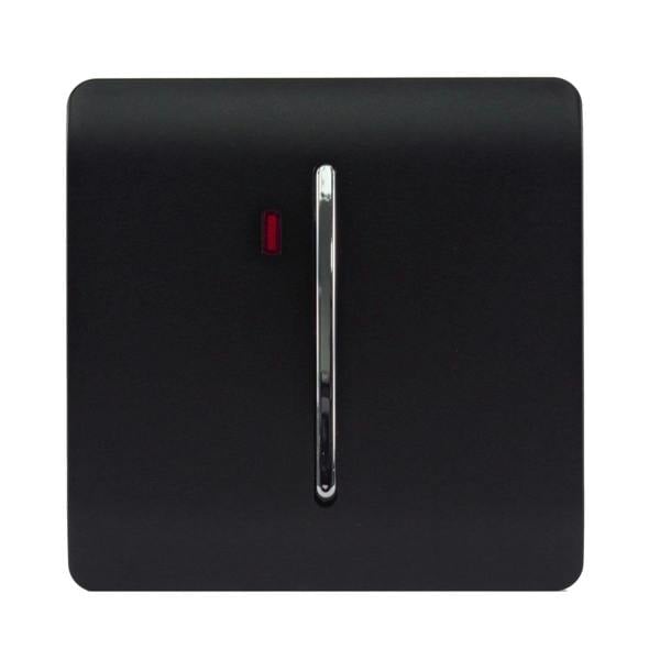 Trendi Switch 1 Gang 45 Amp Cooker Switch with Neon in Matt Black