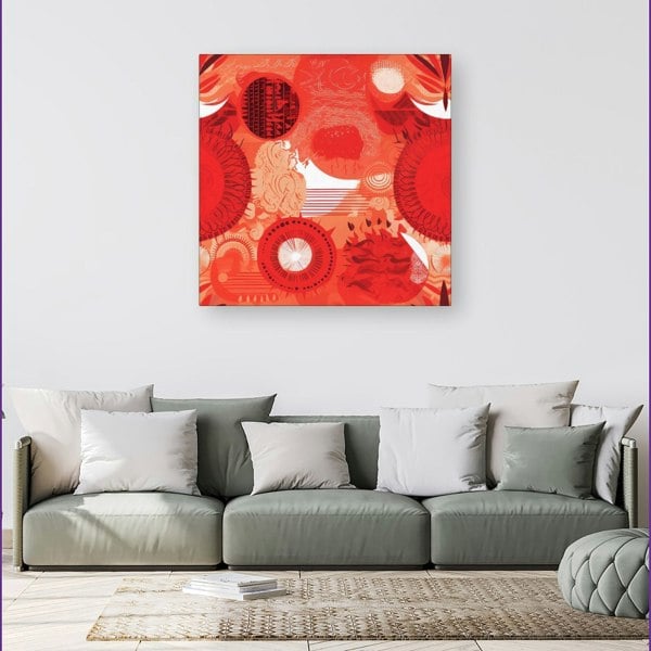 Warren Reed Abstract Red Sun pattern Canvas