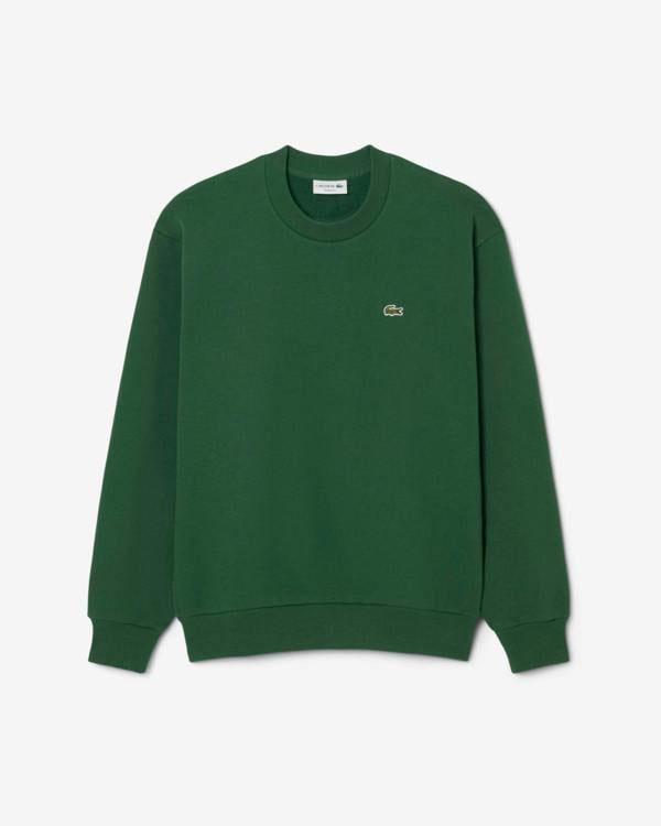 Lacoste Fleece Mens Classic Fit Sweater - Pine Green 132 | CHO | Designer Mens Crew Neck Sweatshirts