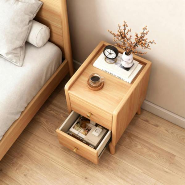 Havendro Slim Wooden Bedside Table Narrow Nightstand with Drawers and High Legs for Bedroom