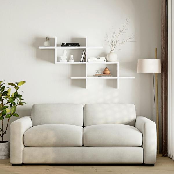 Decortie Halic 3 Tiers Wall Mounted Shelf Modern Floating Bookcase 150cm