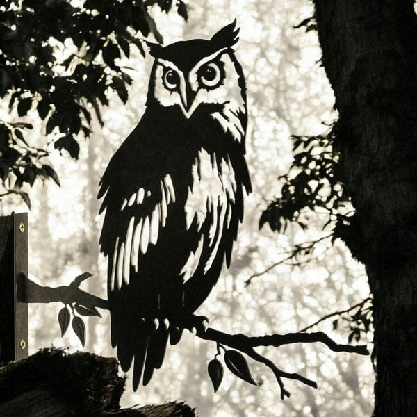 EDH Door Hardware Metal Owl Large Tree Silhouette – 35cm x 29.5cm | Rustic Outdoor & Indoor Wall Art for Garden, Fence, or Home Décor