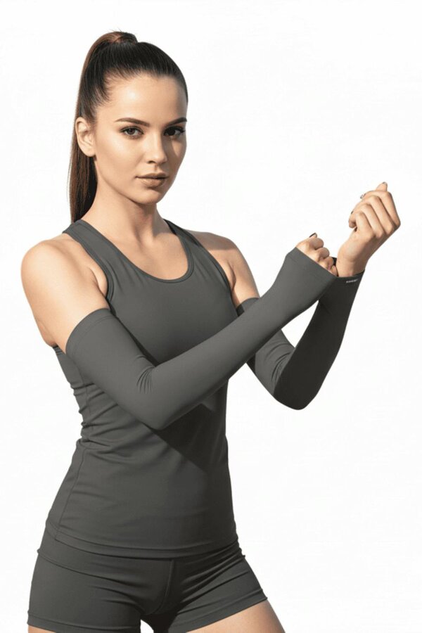 Anniou Women's Sun Protection Arm Sleeves - Gray
