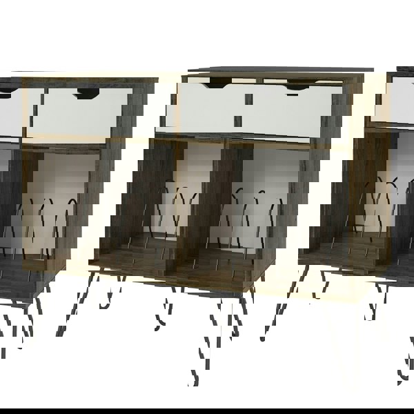 Dorel Home Concord Turntable Stand with 2 Drawers Brown Oak Look