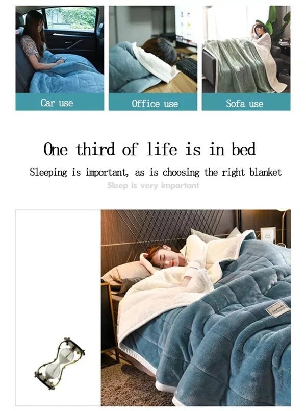 goodgoodhome Anycozy Blanket Light Grey Coral Fleece Autumn Winter Warm 3 Layers Thicken Flannel Soft Comfortable Warmth Quilts Washable 180x200cm