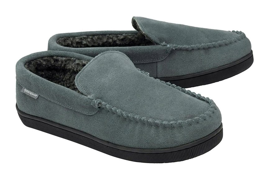 Dunlop Nathan Suede Leather Mens Memory Foam Loafer Slippers