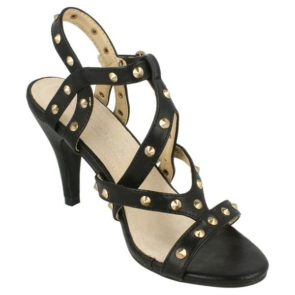 Spot On Ladies Spot On High Heel Studded Strap Sandal
