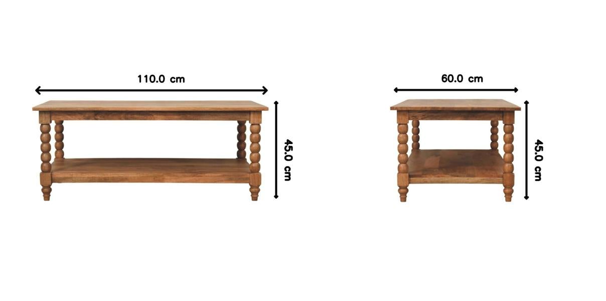 Artisan Furniture Solid Wood Spindle Coffee Table, 1 Open Slot, Brown