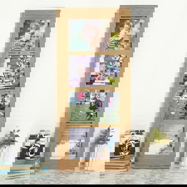 MijMoj Design Solid Oak Four Aperture Picture Frame - For 6x4" Photos