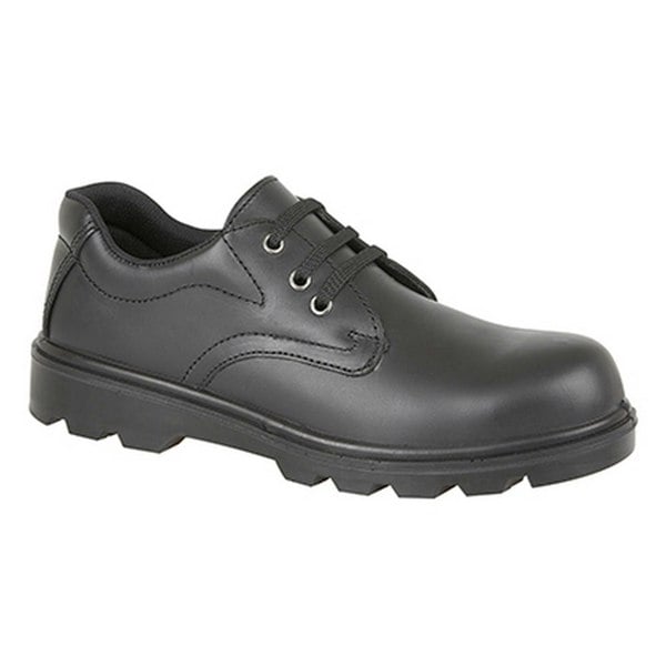 Grafters Men's Plain 3 Eye Shine Leather Safety Shoes - Black