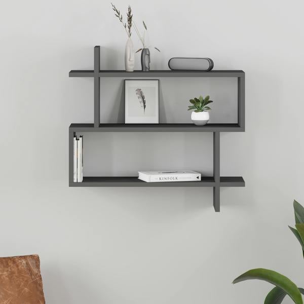 Decortie Paralel Wall Mounted Modern Bookcase Display Unit 2-Tier Sleek Design 70x22x66 cm