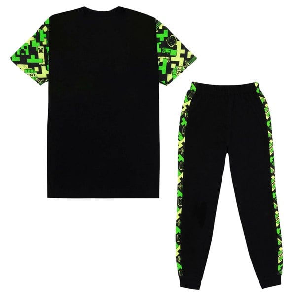 Minecraft Boys Gamer Long Pyjama Set - Black/Green