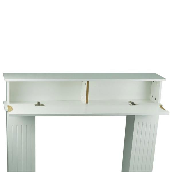 Gr8 Home Wooden White Fireplace Surround Mantelpiece Storage Cabinet Shelves Unit Stand