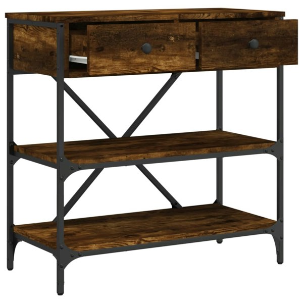Berkfield Console Table Smoked Oak 75x34.5x75 cm Engineered Wood