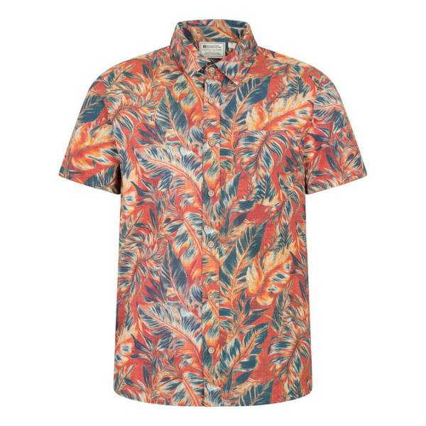 Mountain Warehouse Mens Tropical Leaves Short-Sleeved Shirt - Bright Orange - 