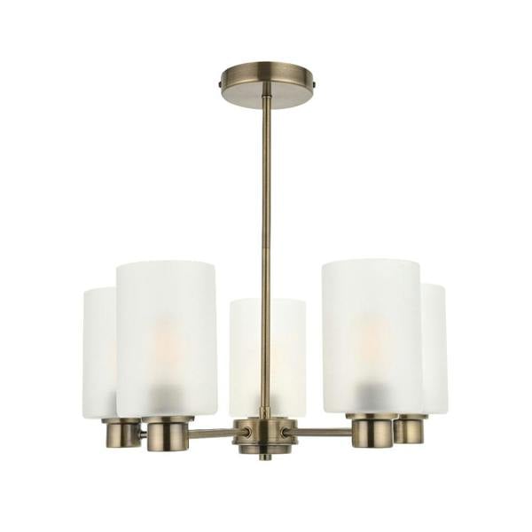 Pagazzi Lighting Kingsholm 5-Light Antique Brass Semi-Flush Ceiling Light
