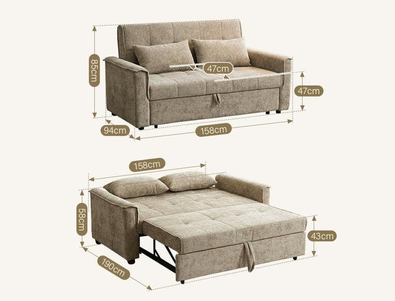 Weilai Concept Vanta Sofa Bed Two Seater Sofa Bed, Chenille