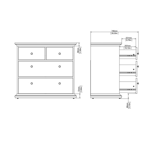 Wyld Haus Osaka Farmhouse Dark Grey Wooden Chest 4 Drawers