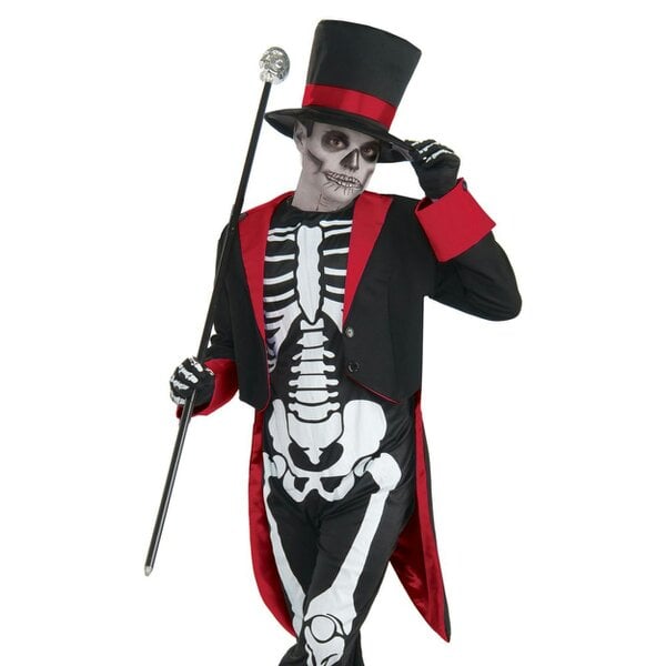 Bristol Novelty Childrens/Kids Mr Bone Jangles Halloween Costume - Black/White/Red