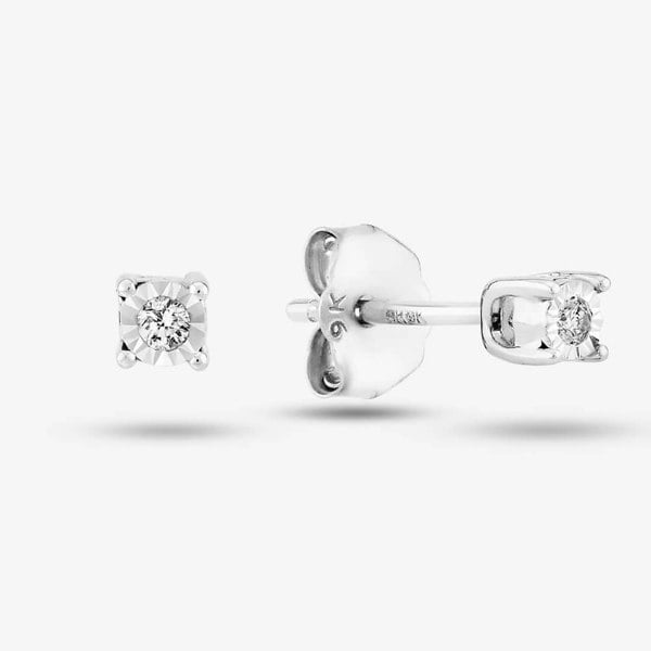 T. H. Baker 9ct White Gold Diamond 0.03ct Stud Earrings SKE26676-03 (WG)