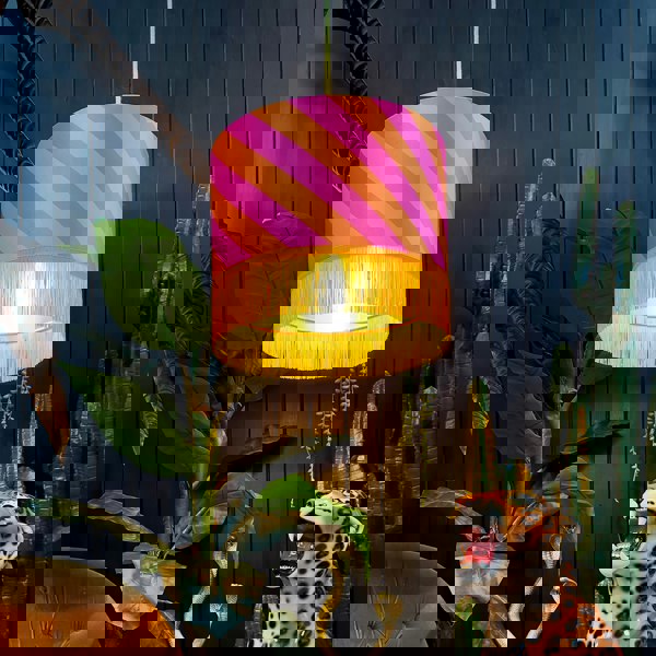 Love Frankie Tutti Frutti Helter Skelter Velvet Lampshades With Gold Foil Lining and Fringing