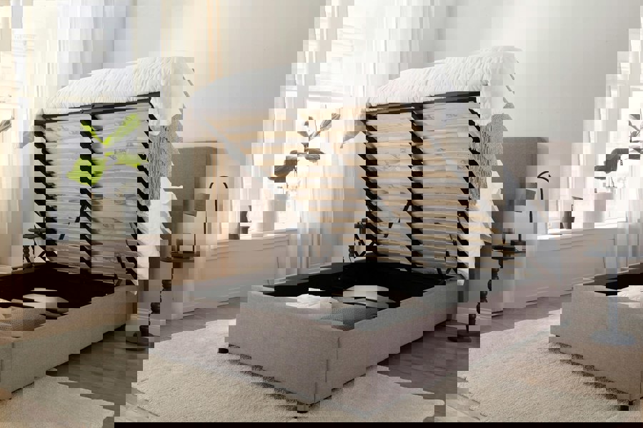 DS Living Novara Grey Upholstered Ottoman Panel Bed Frame