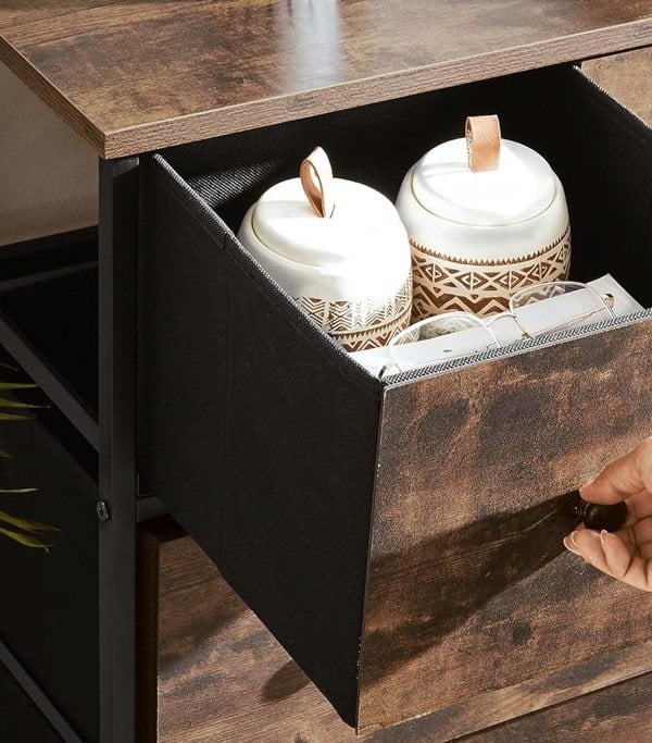 Modcraft Chest of Drawers – 5-Drawer Fabric Storage Organizer Unit with Wood Handles