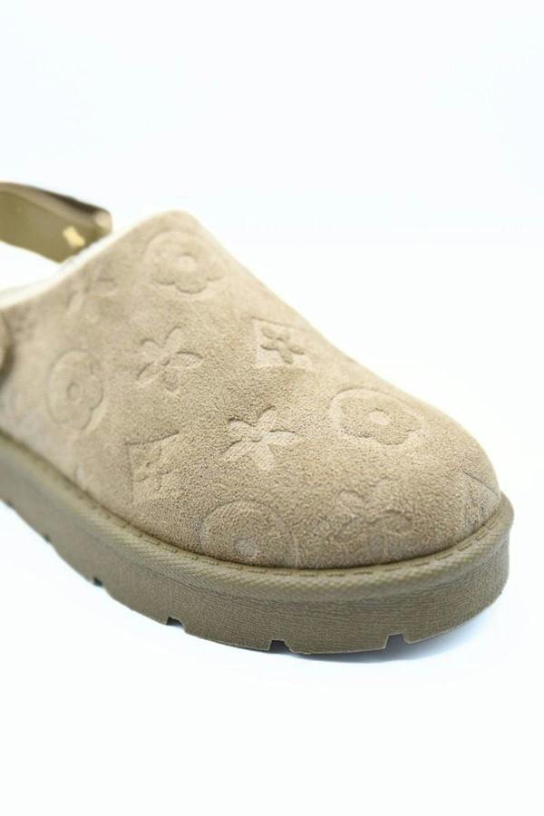 Fernanda Printed Sling Back Platform Clogs - Beige