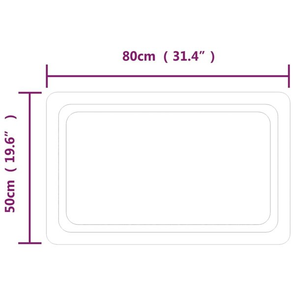 Berkfield LED Bathroom Mirror 50x80 cm