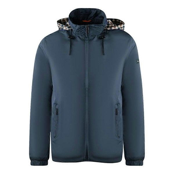 Aquascutum Mens Plain Lightweight Hidden Hood Jacket - Navy