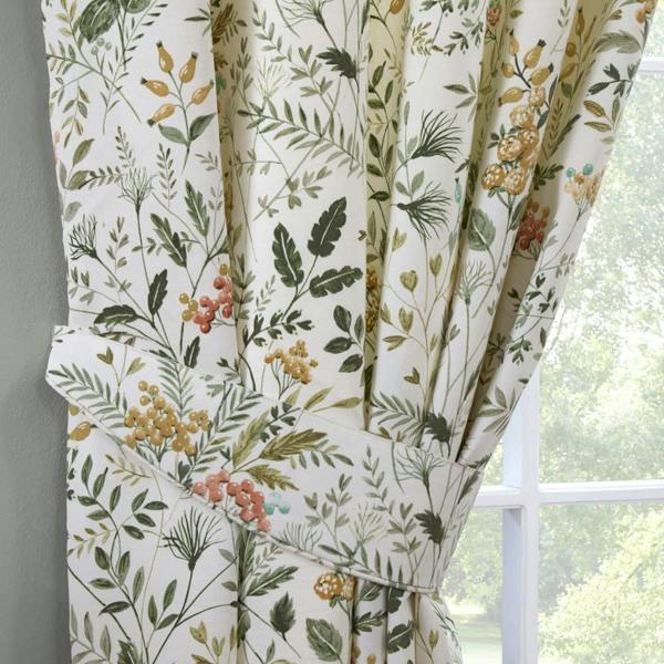 Sundour Cleo Ready Made Floral Pencil Pleat Curtains Willow