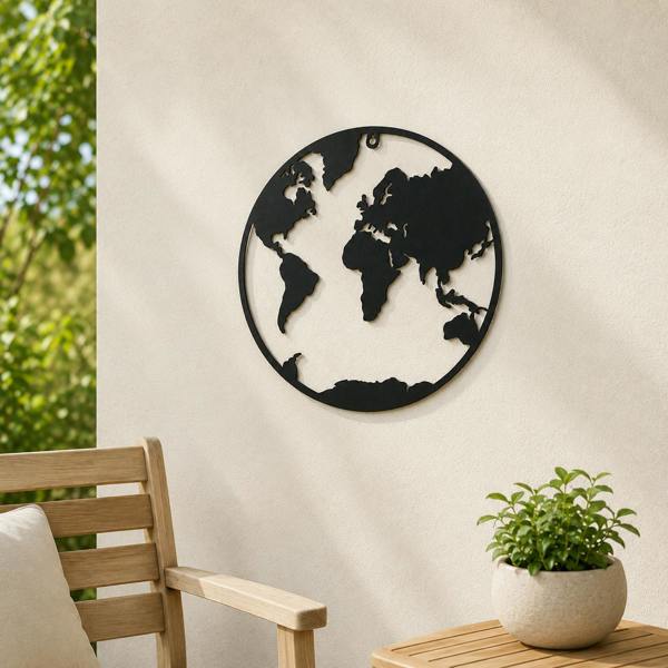 Country Living Metal Wall Art - World Map