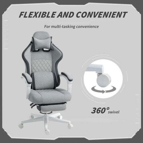 Bobobiy Ergonomic High Back Gaming Chair for Adults, Adjustable Height and 360° Swivel Seat or Gaming, Grey