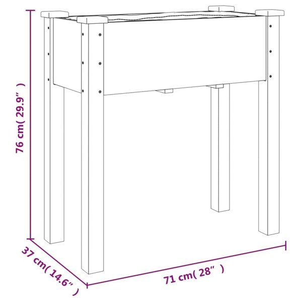 Berkfield Planter with Liner Brown 71x37x76 cm Solid Wood Fir