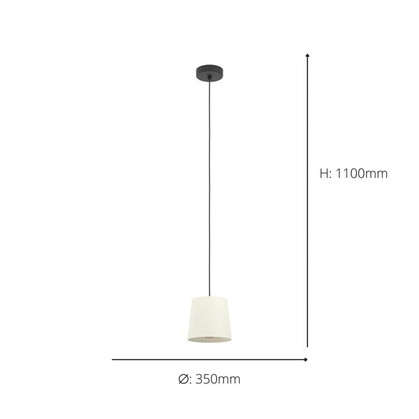 EGLO Febres White Fabric And Steel Shade Traditional Pendant
