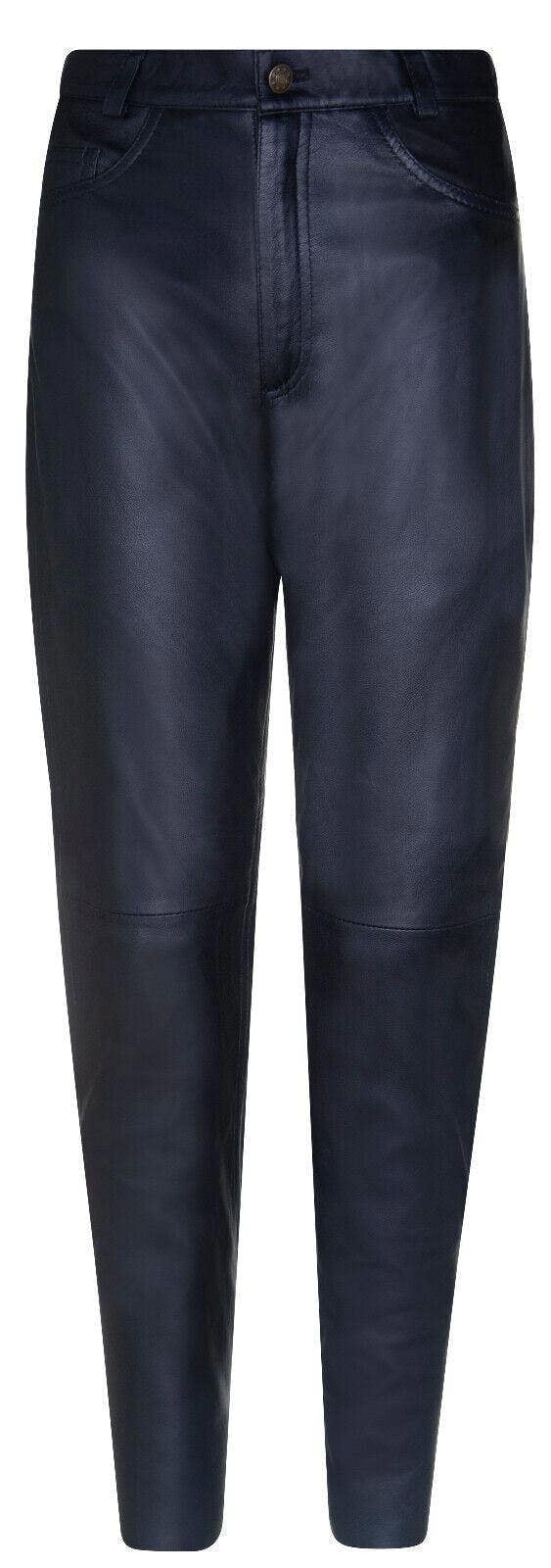 Infinity Leather Womens Classic Lamb Nappa Black '501' Leather Jeans