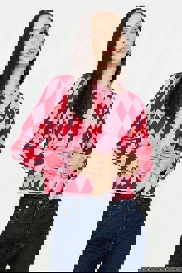 WOVCOR Crop Patterned Knit Cardigan