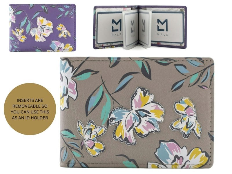 Mala Leather Zinnia RFID Floral Leather Card Holder