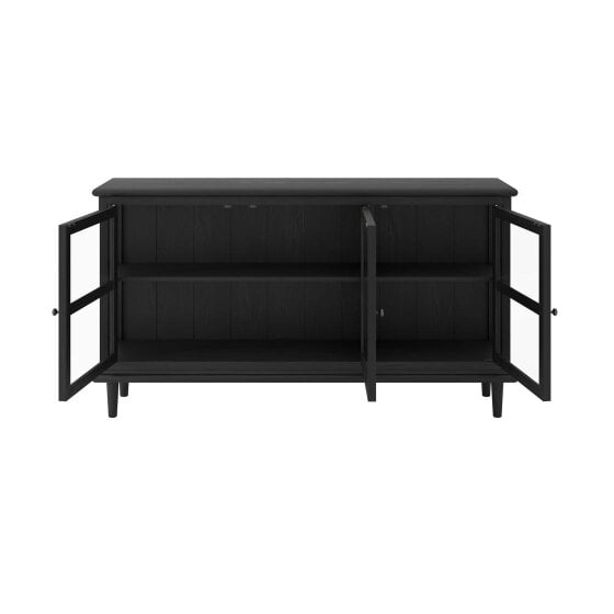 Wyld Haus Honley Black Wood 3 Glass Door Sideboard