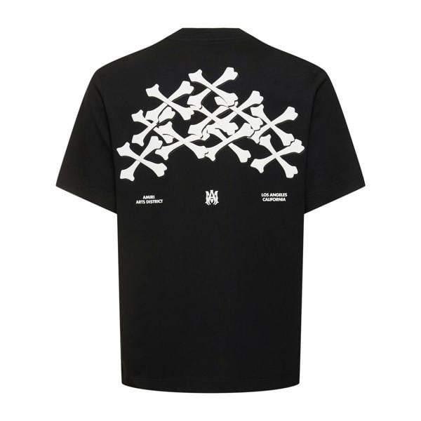 Amiri Hollywood Bones Stacked Logo T-Shirt   in  Black