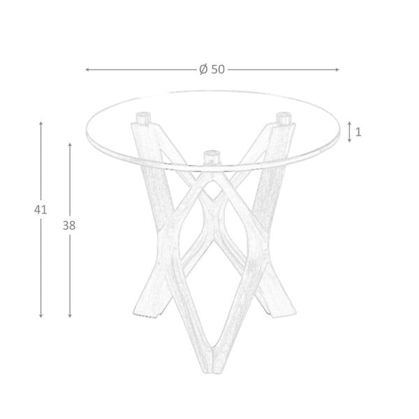 Angel Cerdá Round tempered glass and walnut corner table 2127