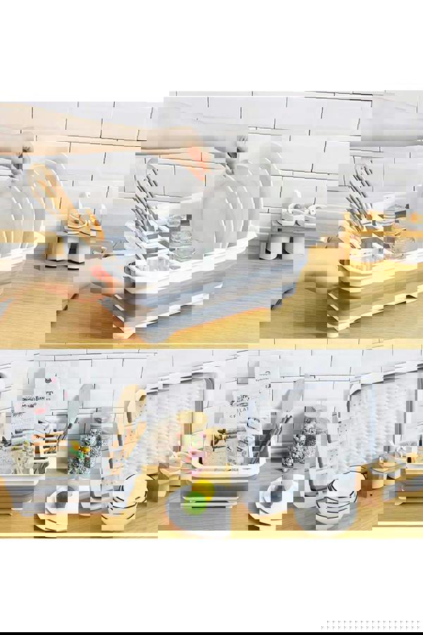 Living and Home Collapsible  Kitchen Plastic Dish Drainer Rack Drying  Rack Drainage Basket