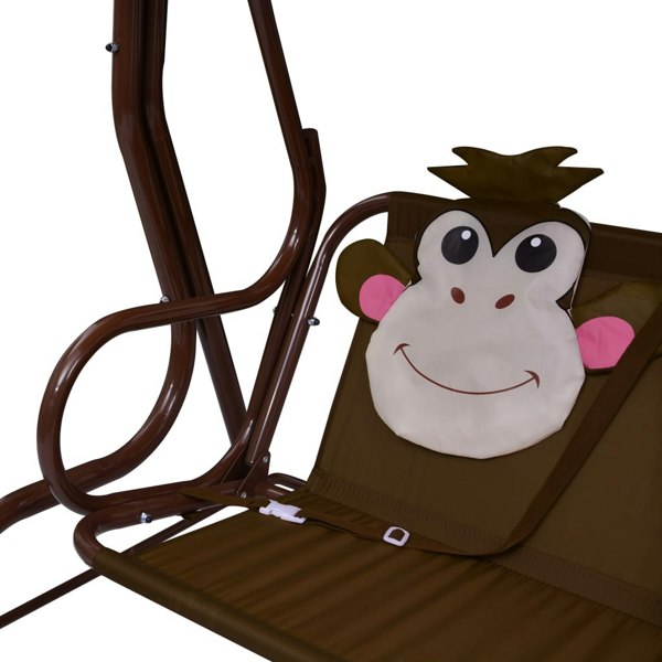 Berkfield Kids Swing Bench Brown 115x75x110 cm Fabric