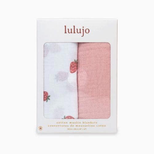 Lulujo - Cotton Swaddle - Strawberry & Pink - 2 Pack
