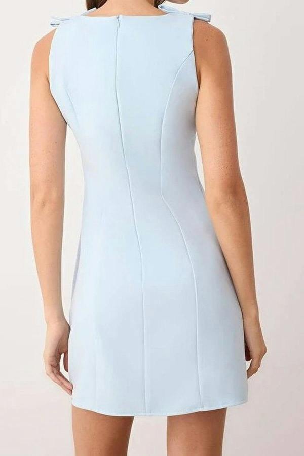 WOVCOR A-Line Mini Woven Dress with Bow